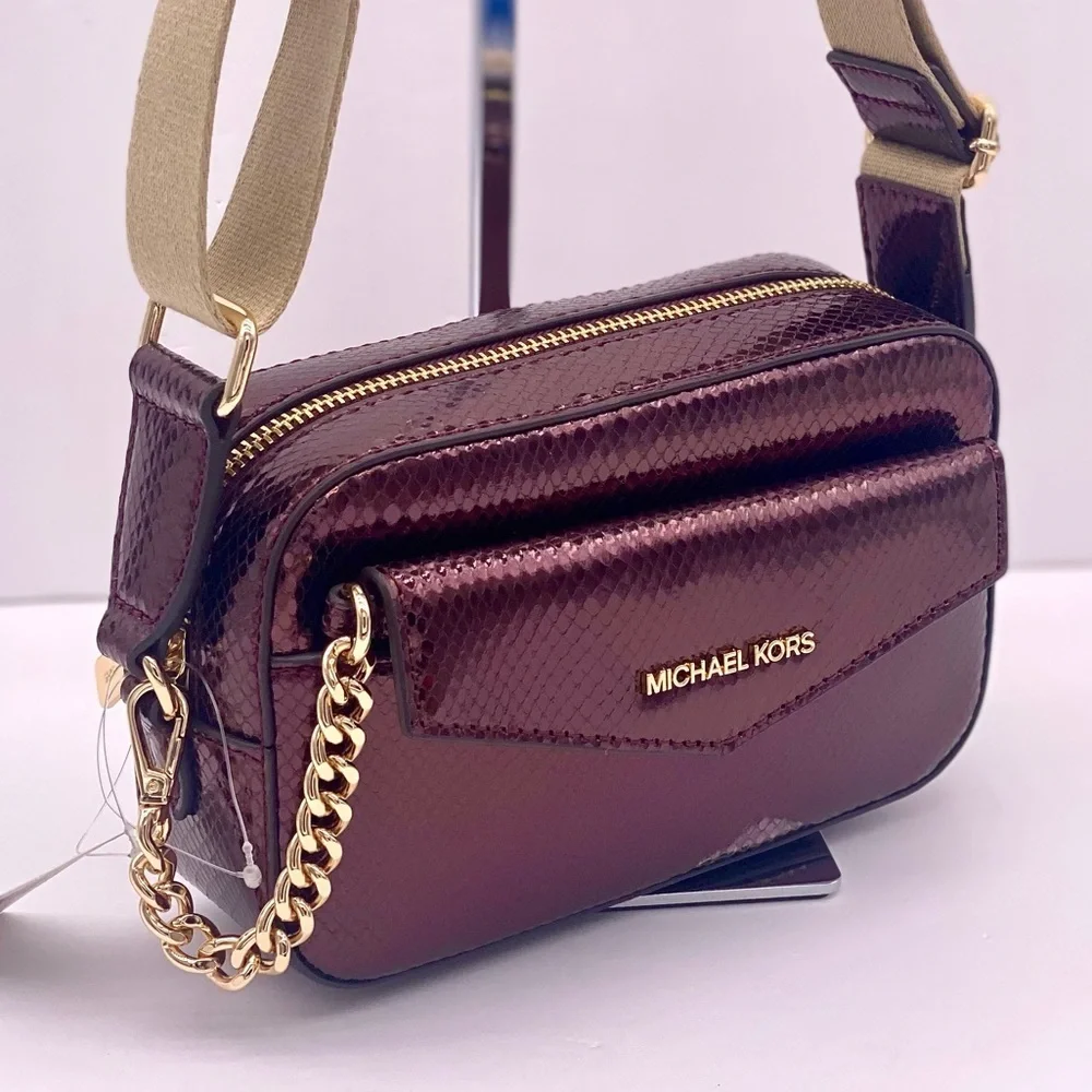Michael Kors Maisie 2-in-1 Camera Crossbody - Oxblood Embossed Leather